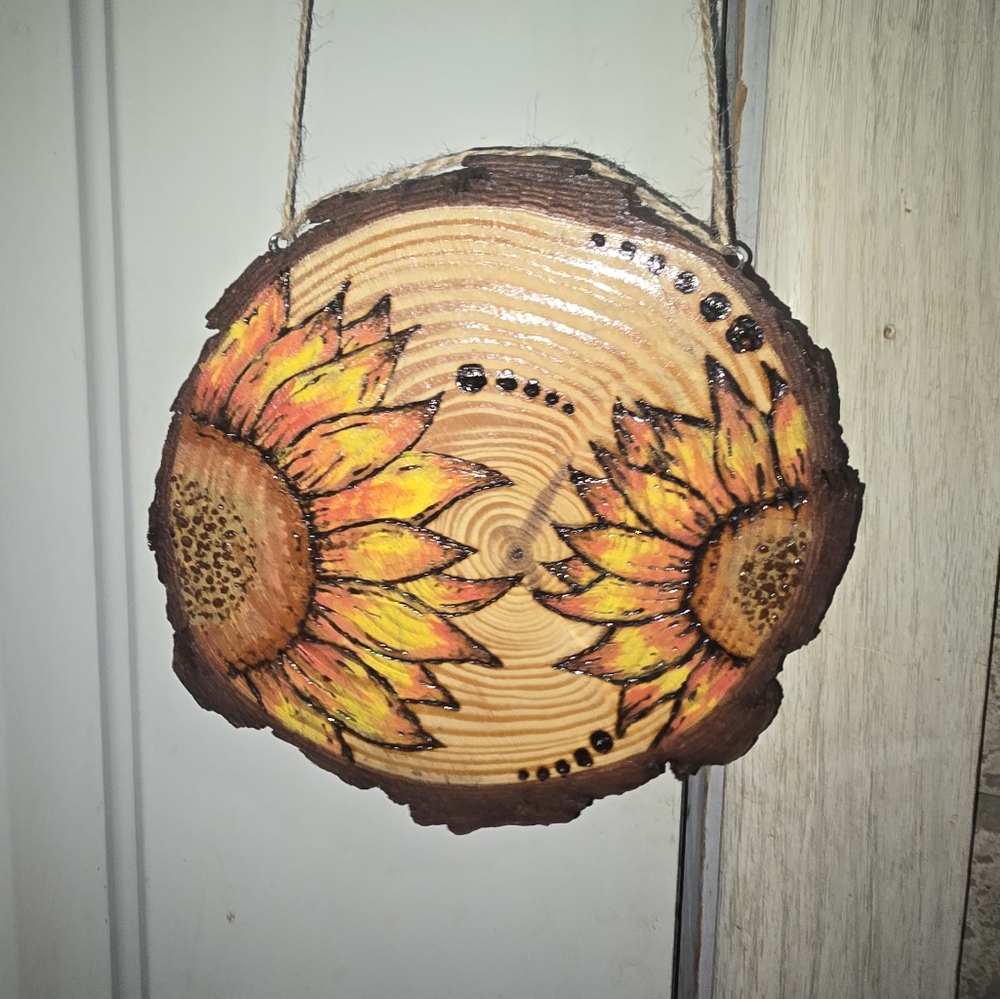 Hanging wooden slab sign